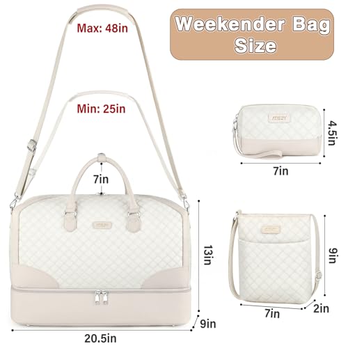Weekender Bag for Women 21.5" Travel Duffel Large Carry On Bag 3PCS (3 Count)