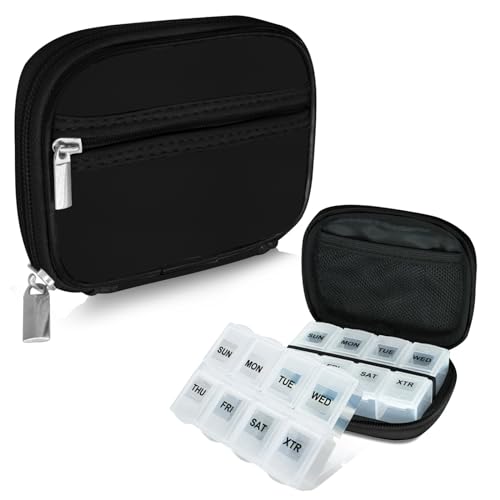 Weekly Travel Pill Organizer Pill Case for Purse with Removable 7 Day Pill Box (2 Count)