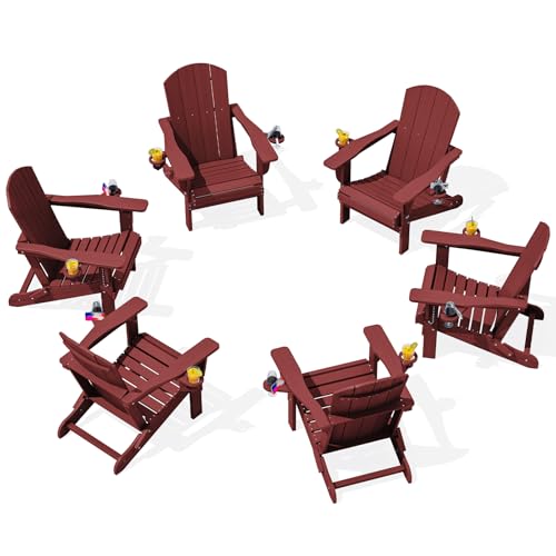 Outdoor Adirondack Chair Set of 6 with 2 Cup Holders (6 Count)