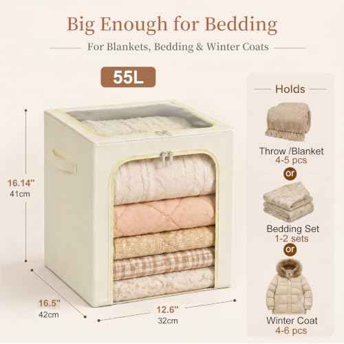 Blanket Storage Bins with Metal Frame for Closet (4 Count)