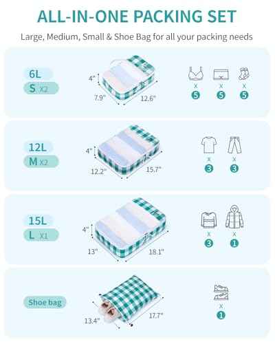 6 Set Packing Cubes for Travel Durable Suitcase Organizer Bags Set with Personalized Tag Travel Essentials with Shoe Bag Traveling Accessories for Luggage Machine Washable (6 Count)
