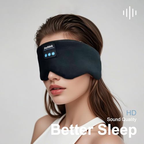 Weighted Eye Masks Bluetooth Sleep Mask Headphones Silk Wireless Bluetooth Headband for Side Sleepers Blackout for Airplane Travel Men Women Black