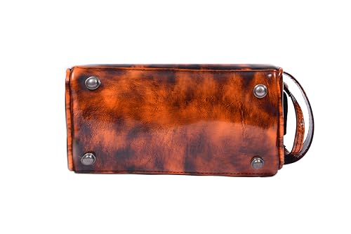 10" Premium Leather Toiletry Travel Pouch With Waterproof Lining