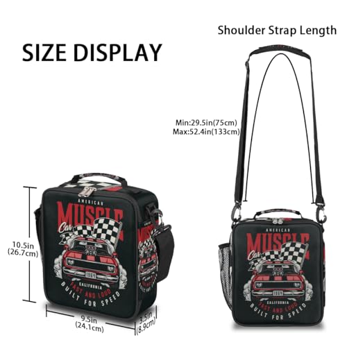 Racing Car Retro Kids Lunch Bag Insulated Lunch Box Mini Cooler Back to School Thermal Meal Tote Kit Bento Tote Bags Lunchbox for Boys Girls (Car Racing)