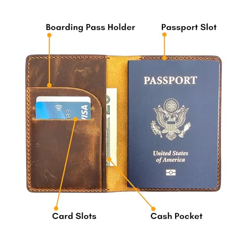 Leather Passport Holder for Men and Women