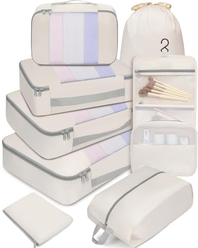 8 Set Packing Cubes Various Sizes Packing Organizer for Travel Accessories Luggage Carry On Suitcase