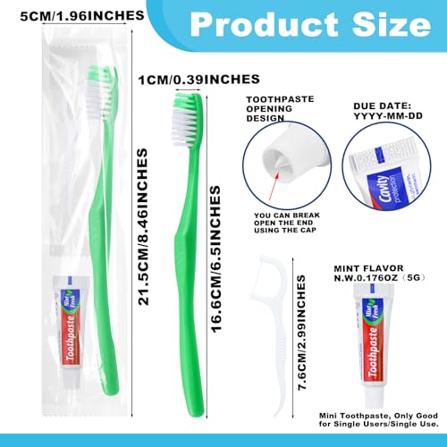 Disposable Toothbrushes with Toothpaste and Floss (200 Count)