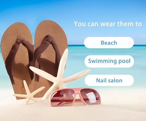 Flip Flops for Women Arch Support Summer Pool Sandals Brown Size 7.5