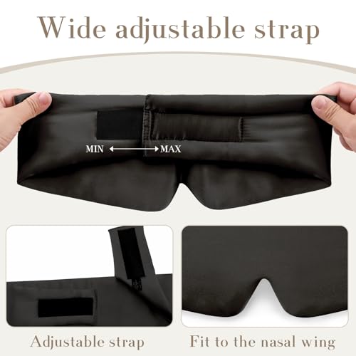 100% Mulberry Silk Sleep Mask Eye Mask for Women Man with Adjustable Band