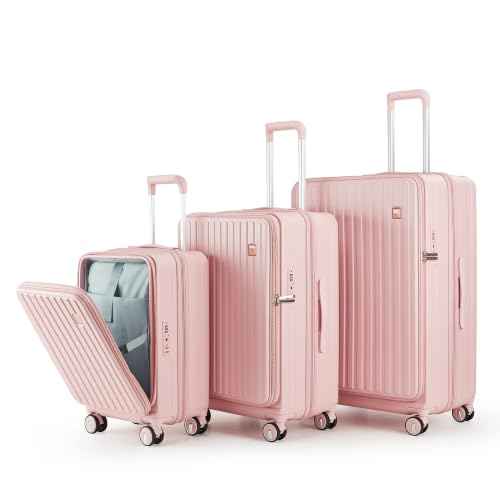 4 Piece Expandable Hardshell Pink Luggage Sets with Spinner Wheels (3 Count)