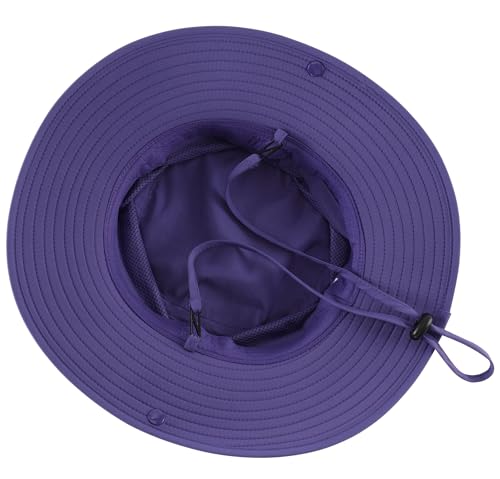 Outdoor Sun Hat for Women UPF 50+ Fishing Hiking Gardening Hat Breathable Mesh Cowboy Hat Summer Beach Hat Purple