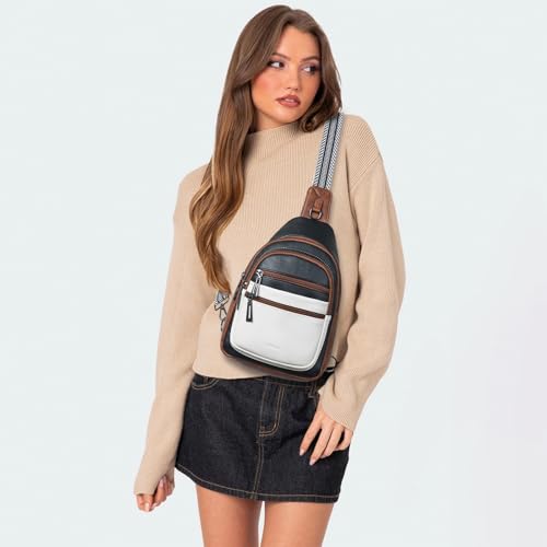 Sling Bag for Women Crossbody Bag Fanny Pack Cross Body Handbag Sling Purse Vegan Leather Trendy Gifts Travel Purse Black