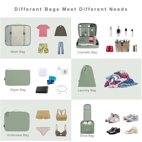 8 Set Packing Cubes Luggage Packing Organizers for Travel Accessories