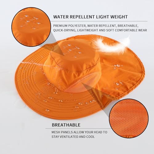 Outdoor UPF50+ Sun Hat Wide Brim Mesh Fishing Hat with Neck Flap