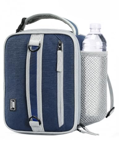 Expandable Small Lunch Box for Men Women Kids to Work School Navy Blue