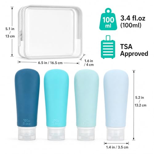 Travel Bottles for Toiletries (4 Count)