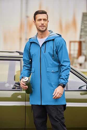 Raincoat Men's Lightweight Waterproof Rain Jacket Raincoat with Hood for Golf Cycling Windbreaker