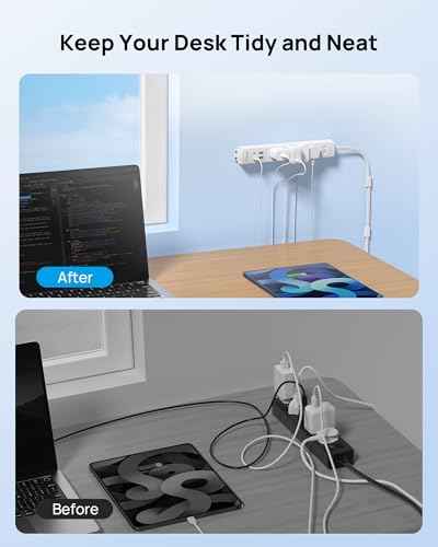 Wall Mount Surge Protector Power Strip with 360 Rotating Plug