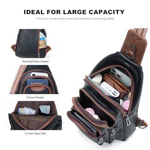 10L Crossbody Sling Bag for Women Men Anti Theft Cross Body Fanny Pack Belt Bag Purse Gifts for Women Faux Leather
