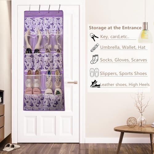 16 Pockets Over Door Hanging Storage Organizer with 4 Kinds Pouches for Shoes