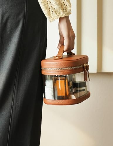 Travel Makeup Case Clear Vanity Bag with Brush Holder