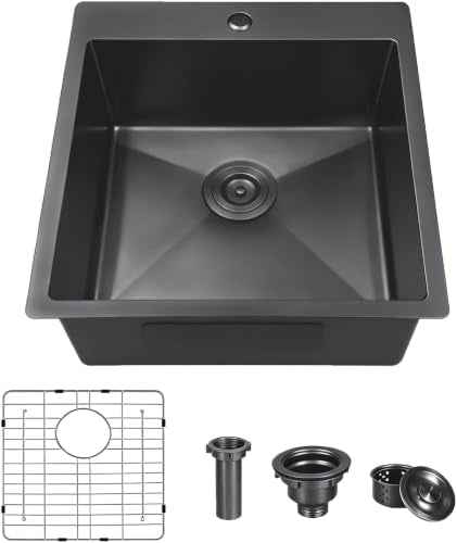 18x18 Inch Drop in Black Bar Sink