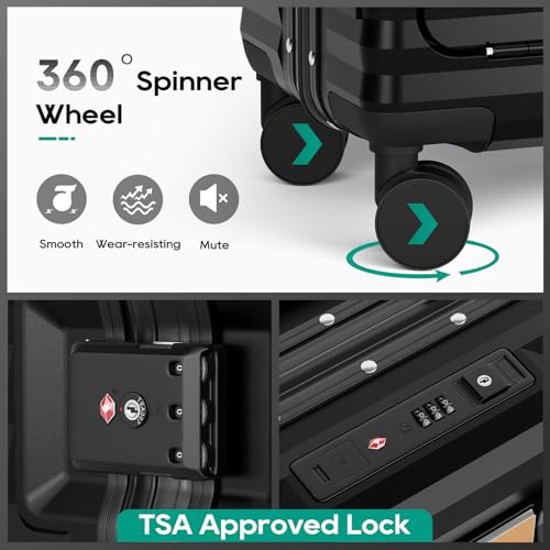 20 Inch Carry on Luggage with Aluminium Frame and Front Pocket