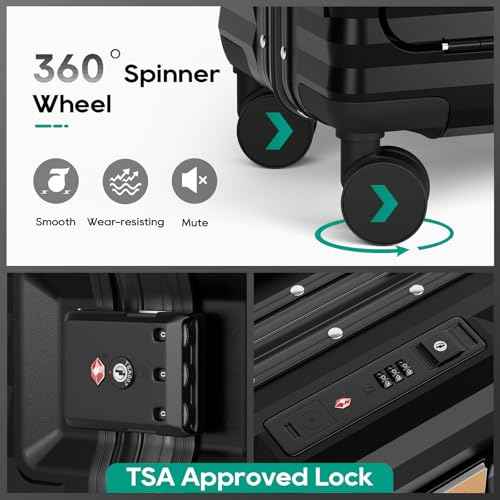 20 Inch Carry on Luggage with Aluminium Frame and Front Pocket
