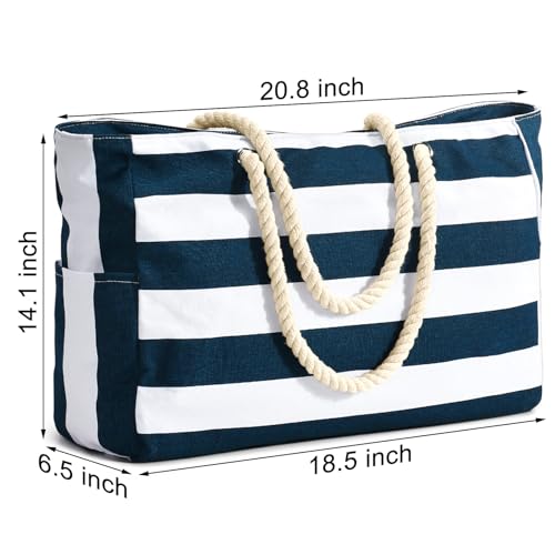 Beach Bag Large Beach Tote Bag for Women Waterproof Sandproof Swim Pool Bag With Zipper