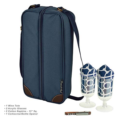 Insulated Wine Tote with 2 Wine Glasses
