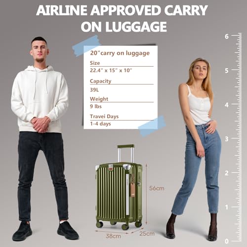 20in Carry On Luggage with Cup Holder and USB Port (3 Count)