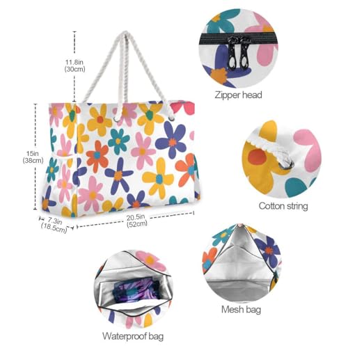 Large Beach Bags Totes Canvas Tote Shoulder Bag Soft Wave Water Resistant Bags for Gym Travel Daily Ocean