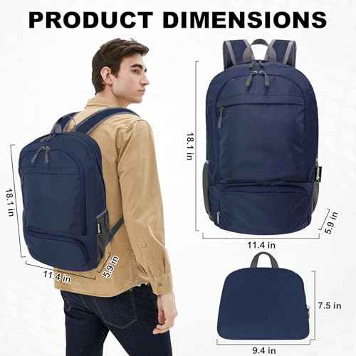 20L lightweight packable Hiking Daypack Foldable Backpack for Men Women Small Travel Outdoor Foldable Shoulder Bag