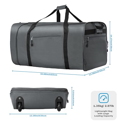 100L Foldable Rolling Duffel Bag with 2 Wheels