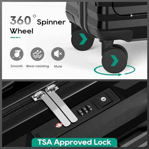 20 Inch Carry on Luggage with Front Pocket and Cup Holder