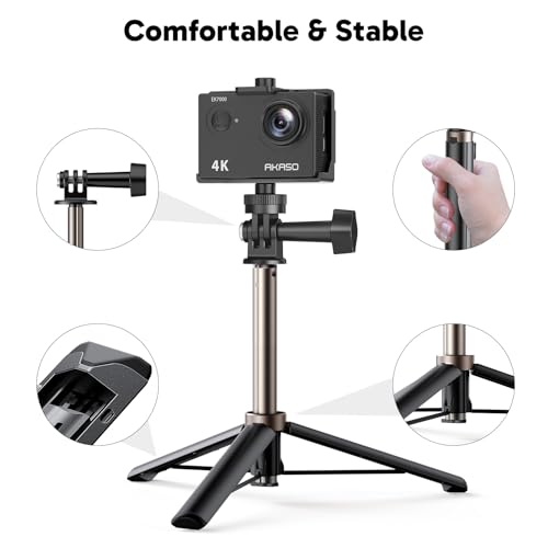 EK7000 4K30fps Action Camera with Mini Selfie Stick Tripod and Carrying Case Bundle EIS 131ft Waterproof Camera 4X Zoom Remote Control 20 MP Underwater Camera