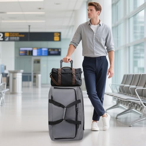 28" Travel Rolling Duffle Bag with Wheels and Handle