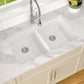 33 Inch Double Bowl Undermount Kitchen Sink White Deep Double Basin Prep Sink 50
