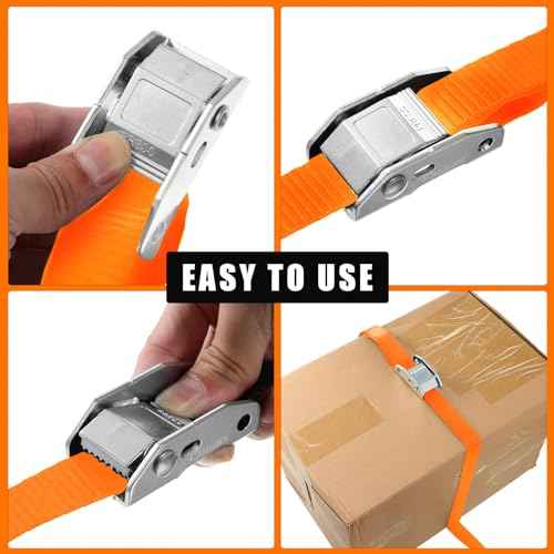 16 Pcs Cambuckle Tie Down Straps 1763lbs Break Strength Securing Straps 1'' x 15 ft Cambuckle Tie Downs with S Hook for Motorcycle (16 Count)
