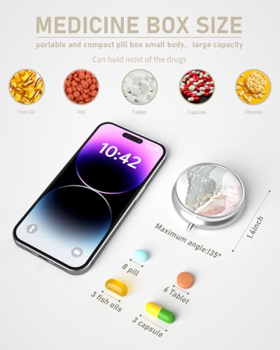 Pill Box 3 Compartment Portable Travel Medicine Box with Mirror