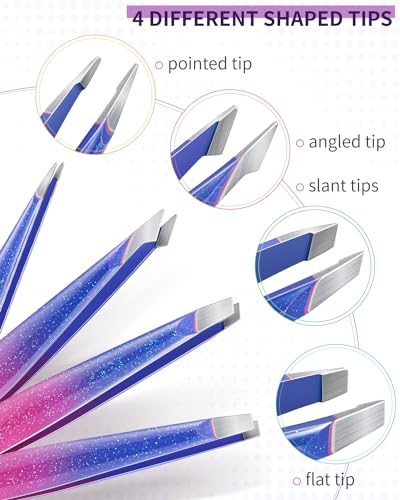Tweezers Set 9 Pcs Nail Clipper Kit with Case for Eyebrows Grooming (9 Count)