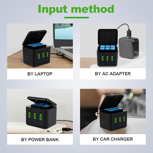Battery Charger Kits for GoPro Hero 12 11 10 9 Black (3 Count)