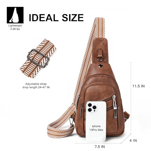 7L Crossboydy Sling Bag for Women Vegan Leather Crossbody Purse Fanny Pack Chest Bag for Travel