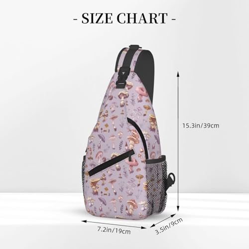 Sling Bag Mushrooms Vintage Botanical Hiking Daypack Crossbody Shoulder Backpack Travel Chest Pack for Men Women