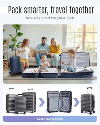 Luggage Sets 3 Pcs Suitcase with Wheels (3 Count)