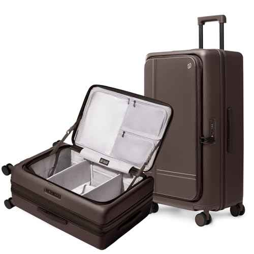 Large Checked Luggage Flat Top Opening
