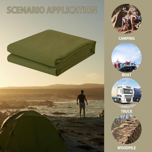 Canvas Tarp 10x20ft Heavy Duty Waterresistant Tarps with Grommets
