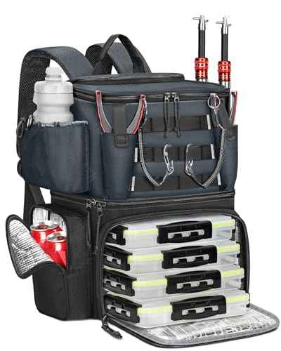 Fishing Tackle Box Backpack with 4 3600 Trays