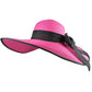 Womens Bowknot Straw Hat Foldable Beach Sun Hat Roll up UPF 50+