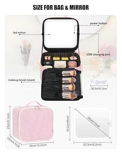 Travel Makeup Bag With LED Mirror